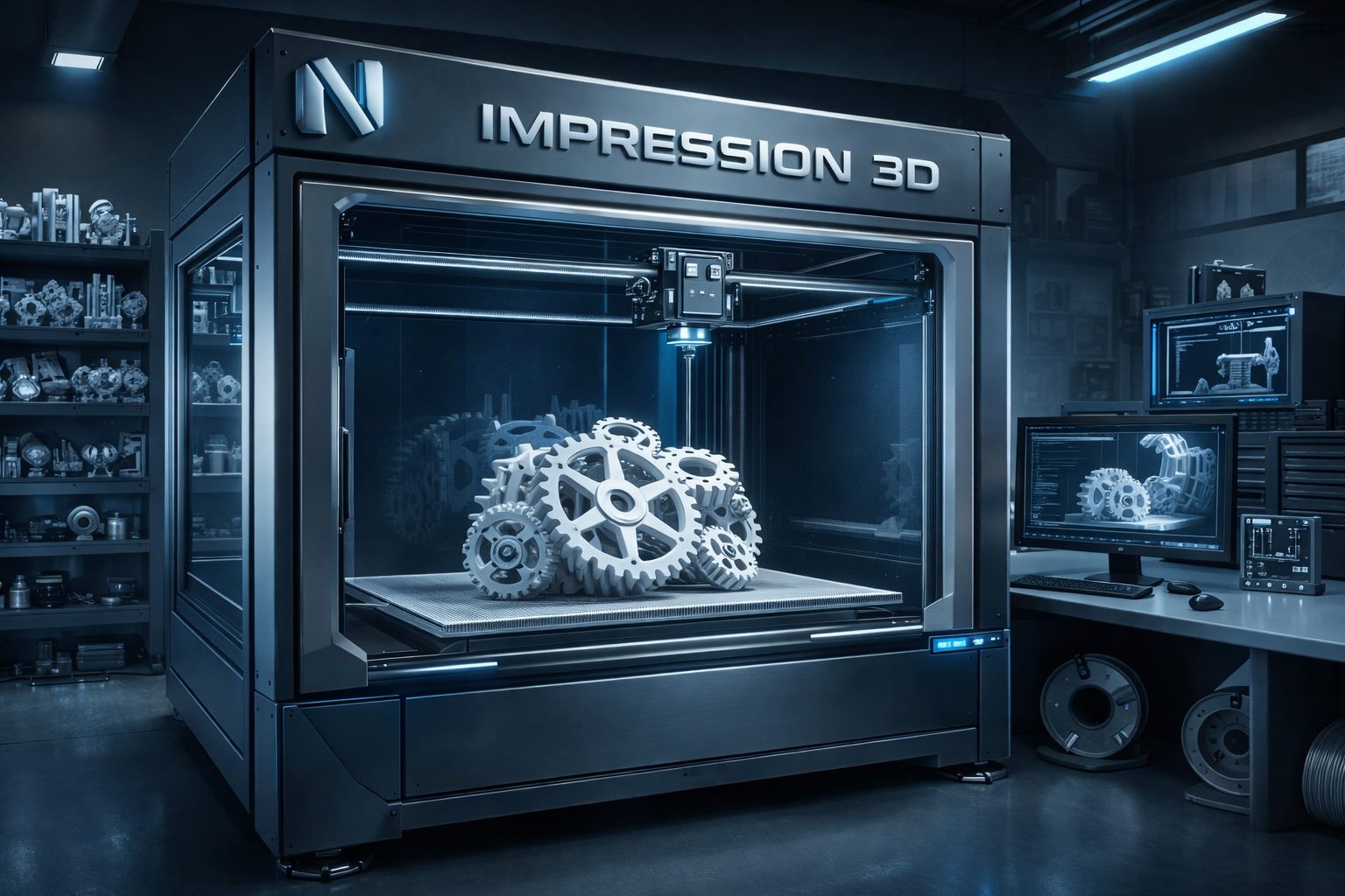 Détail d'une fabrication en cours dans l'atelier NOVOFORM 3D